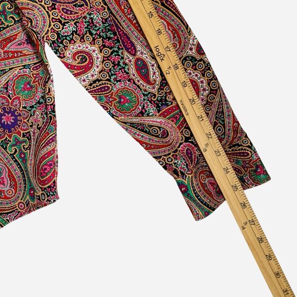 Chaps Top Women's XL Paisley Multicolor Shirt Button Up Long Sleeve Glam Chic - Picture 10 of 10